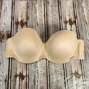 VICTORIA'S SECRET Women's 32C Body by Victoria Lined Strapless Beige Nude Bra